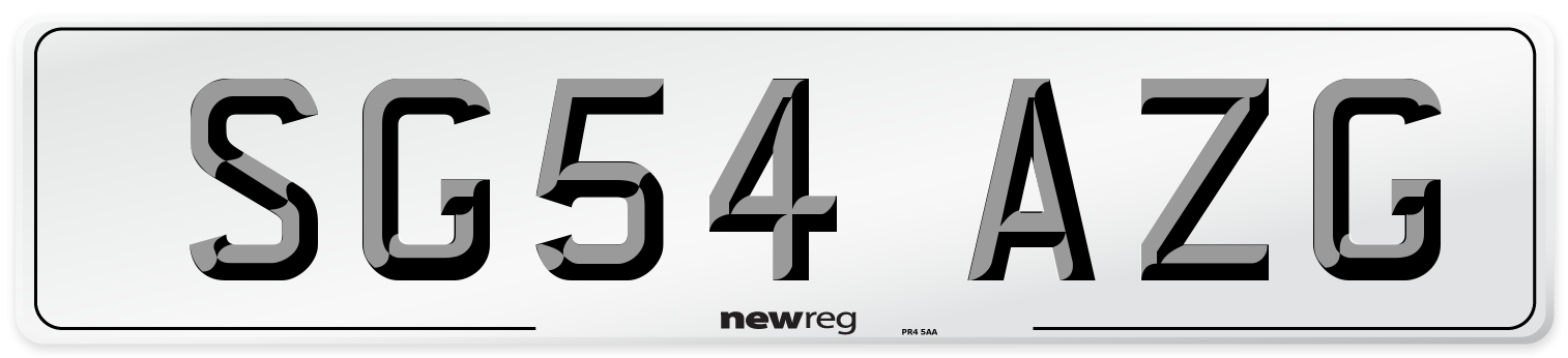 SG54 AZG Number Plate from New Reg